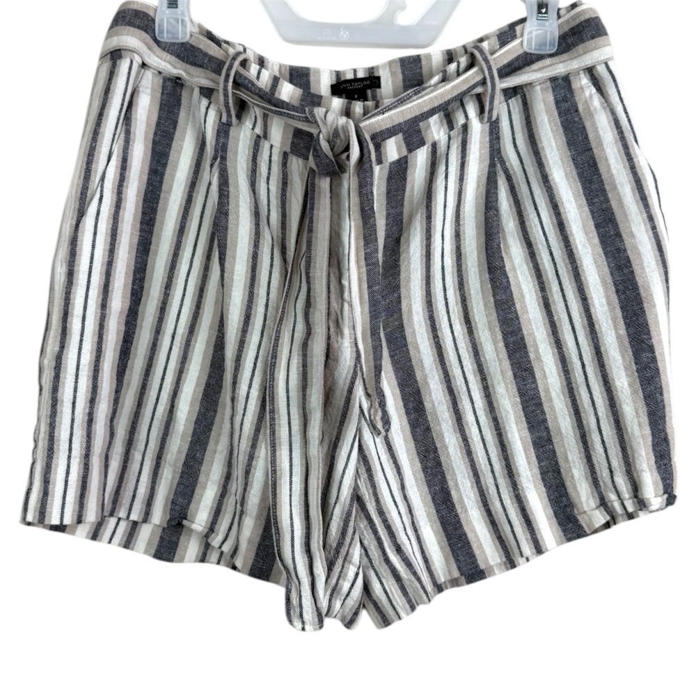 Ann Taylor Factory Women’s‎ Linen Blend Striped Shorts Size 8